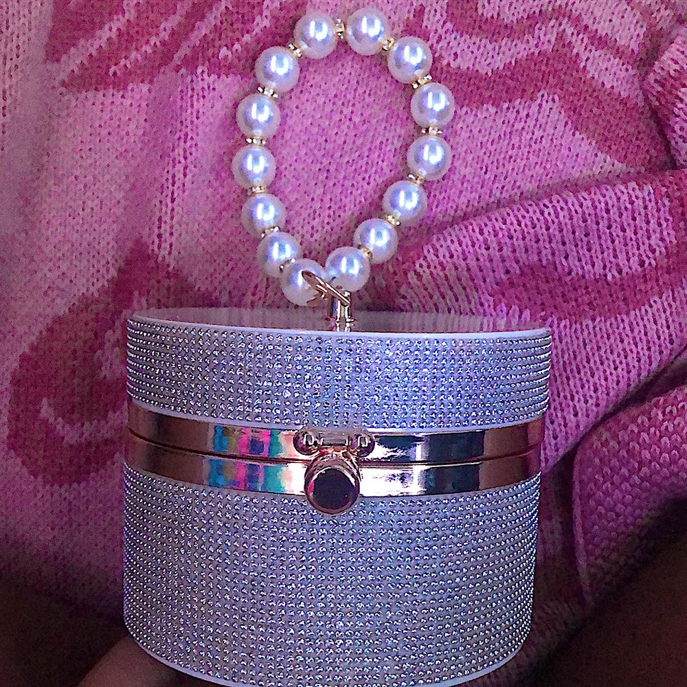 Faux pearl decor chain satchel bag